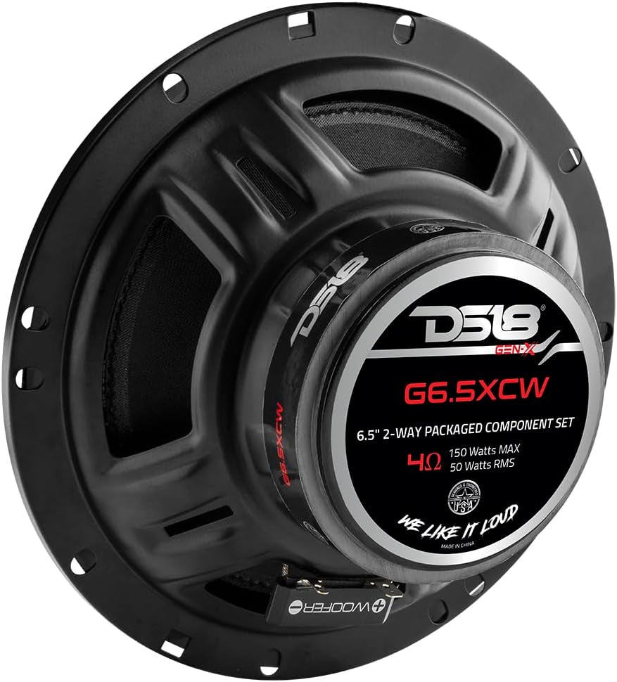 GEN-X6.5C Component Set - 6.5", 2-Way, 150W Max, 50W RMS, Black Paper Cone, Tetorn Dome Tweeters, 4 Ohms - Clarity Unparalled by Other Speakers in Their Class (2 Speakers) (GENX65C)