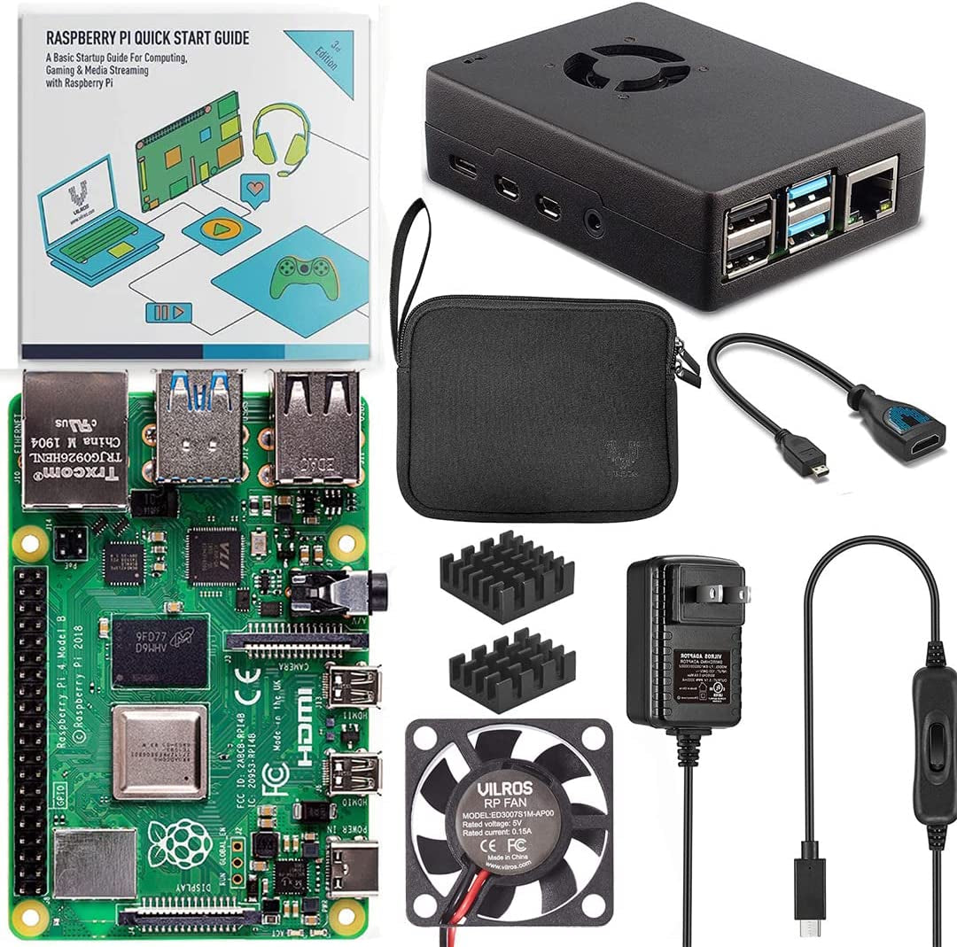 Raspberry Pi 4 4GB Basic Starter Kit with Fan-Cooled Heavy-Duty Aluminum Alloy Case