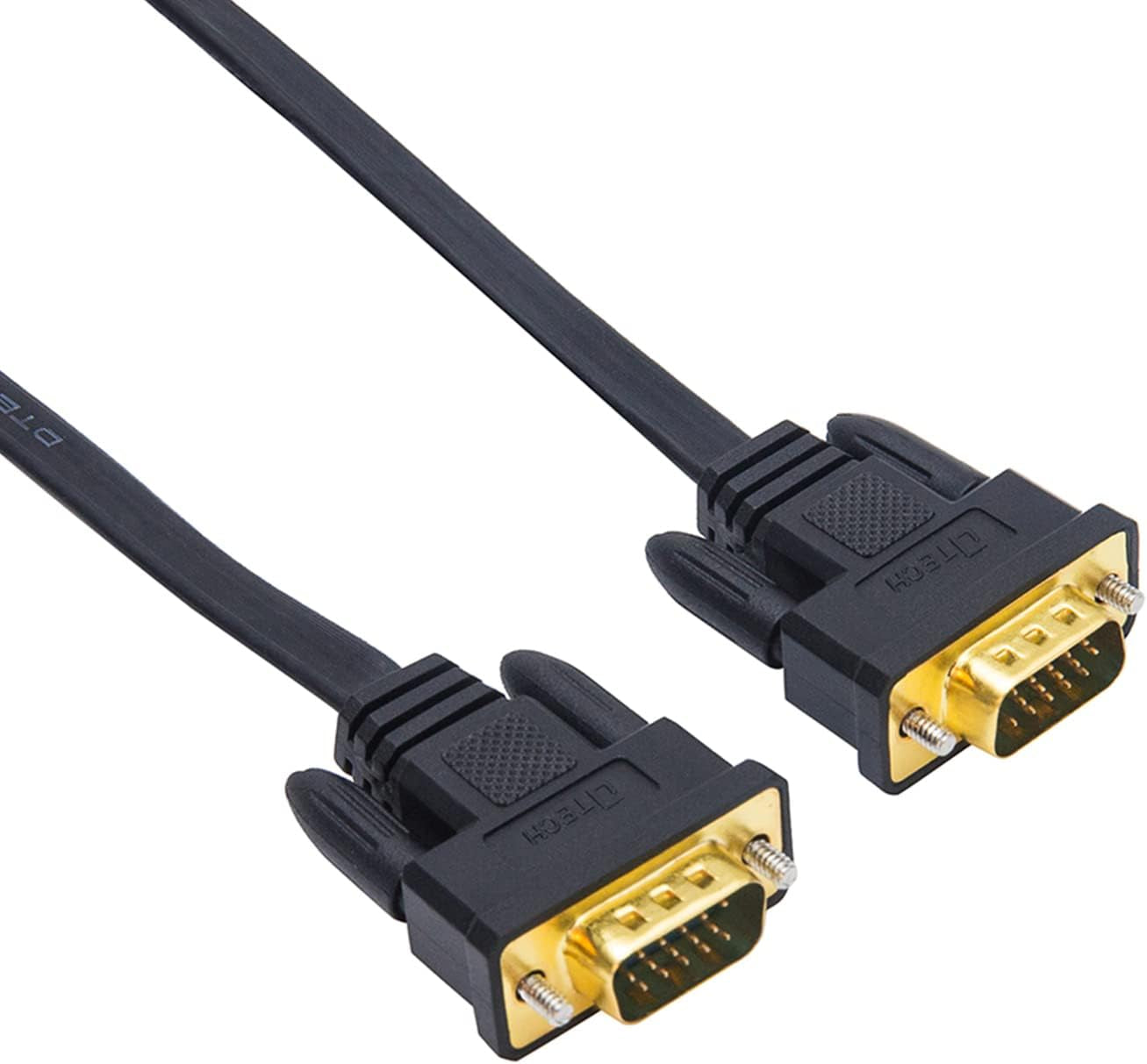 Thin Computer Monitor VGA Cable 6Ft Standard 15 Pin Connector Male to Male VGA Cord Flat Wire for Desktop (6 Feet, Black)