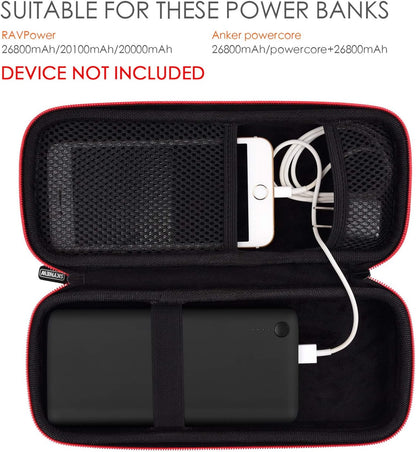 Hard Travel Case Fit for Ravpower 26800/20100/20000Mah, Anker Power Core 26800Mah/Powercore +26800Mah, Dulla M50000 Power Bank 12000Mah, ROMOSS 30000Mah, Lab599 Tx500 Radio by  (Large Black)