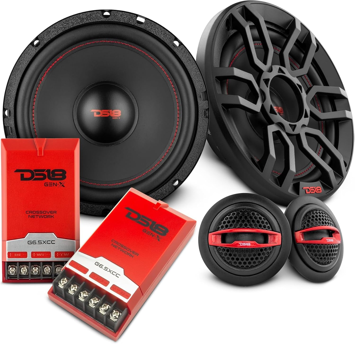 GEN-X6.5C Component Set - 6.5", 2-Way, 150W Max, 50W RMS, Black Paper Cone, Tetorn Dome Tweeters, 4 Ohms - Clarity Unparalled by Other Speakers in Their Class (2 Speakers) (GENX65C)