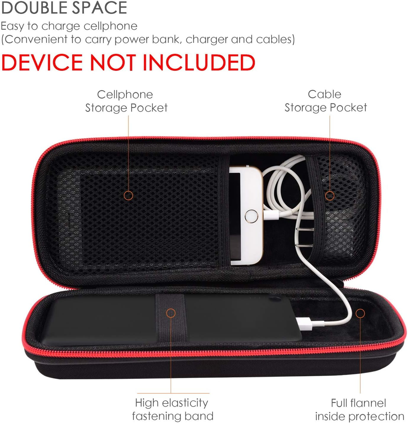 Hard Travel Case Fit for Ravpower 26800/20100/20000Mah, Anker Power Core 26800Mah/Powercore +26800Mah, Dulla M50000 Power Bank 12000Mah, ROMOSS 30000Mah, Lab599 Tx500 Radio by  (Large Black)