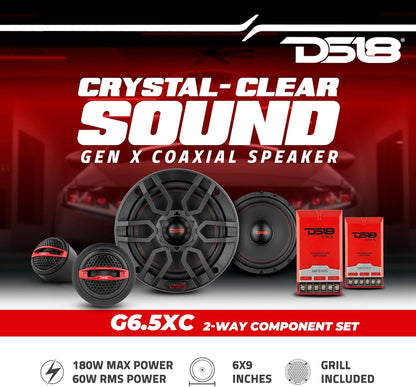 GEN-X6.5C Component Set - 6.5", 2-Way, 150W Max, 50W RMS, Black Paper Cone, Tetorn Dome Tweeters, 4 Ohms - Clarity Unparalled by Other Speakers in Their Class (2 Speakers) (GENX65C)