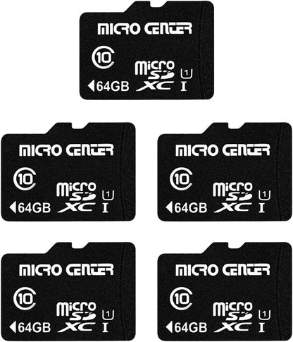 64GB Class 10 Microsdxc Flash Memory Card with Adapter for Mobile Device Storage Phone, Tablet, Drone & Full HD Video Recording - 80Mb/S UHS-I, C10, U1 (5 Pack)