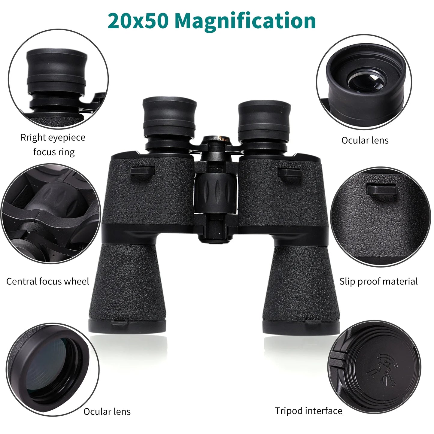 Binoculars, 20X50 Binoculars for Adults, Compact HD High Powered Binoculars with Low Night Vision 28Mm Large Field Binoculars with BAK4 Prism FMC Lens for Hunting Bird Watching Sports