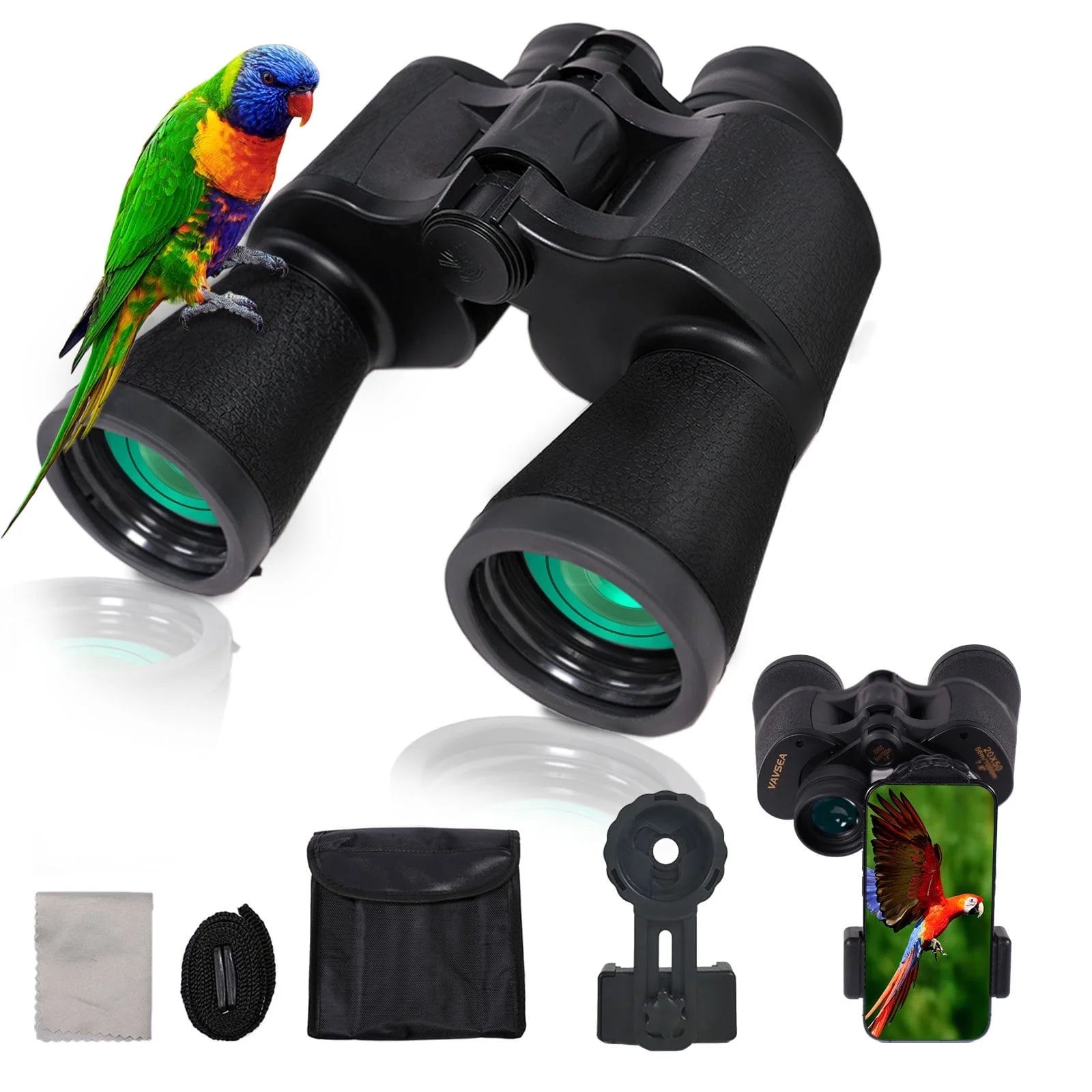 Binoculars, 20X50 Binoculars for Adults, Compact HD High Powered Binoculars with Low Night Vision 28Mm Large Field Binoculars with BAK4 Prism FMC Lens for Hunting Bird Watching Sports